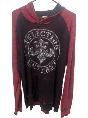 Mens Affliction Live Fast" fleur-de-lis graphic Hoodie Size XL
